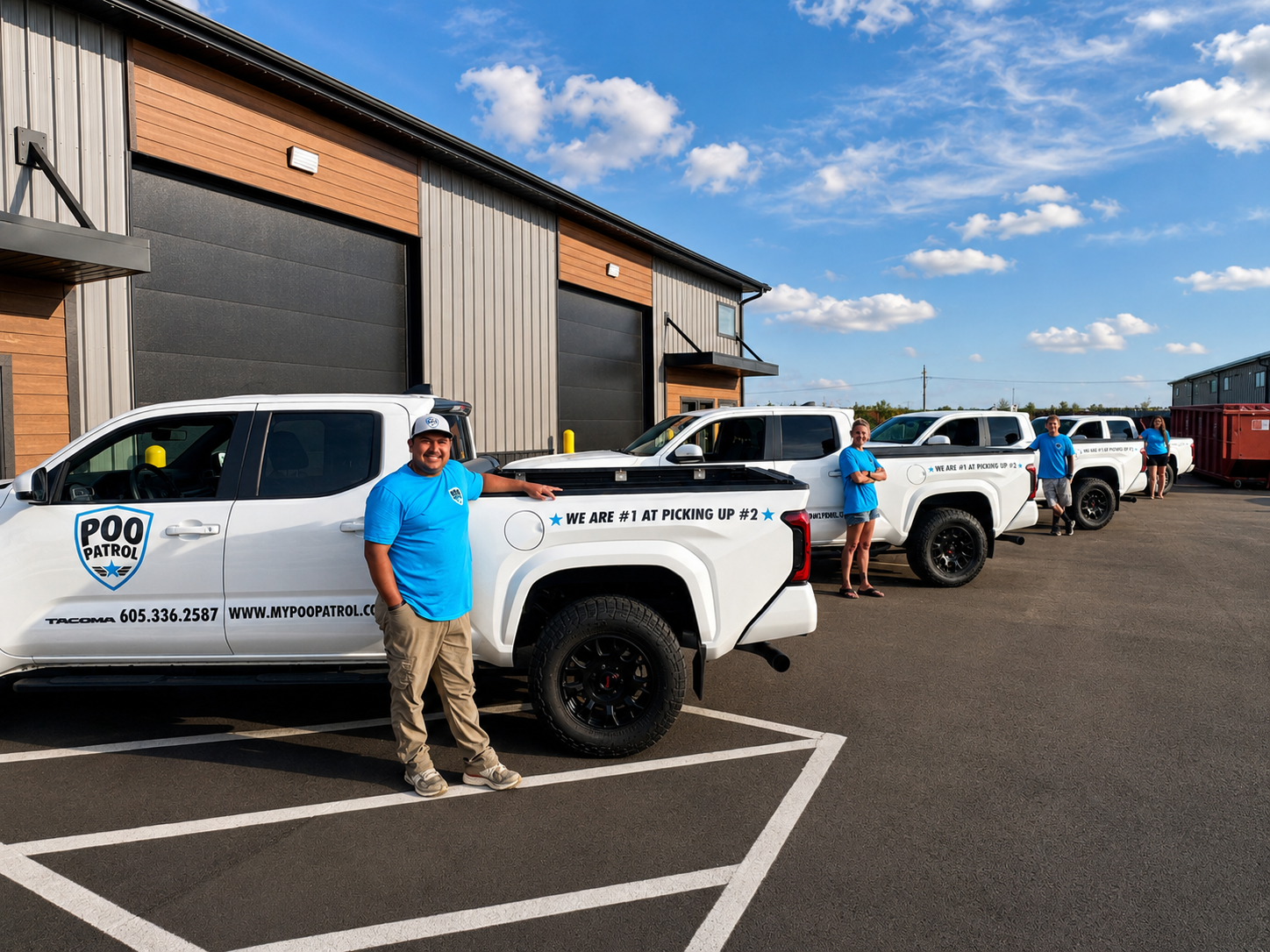 Poo-Patrol® team and fleet of service trucks in Sioux Falls, South Dakota