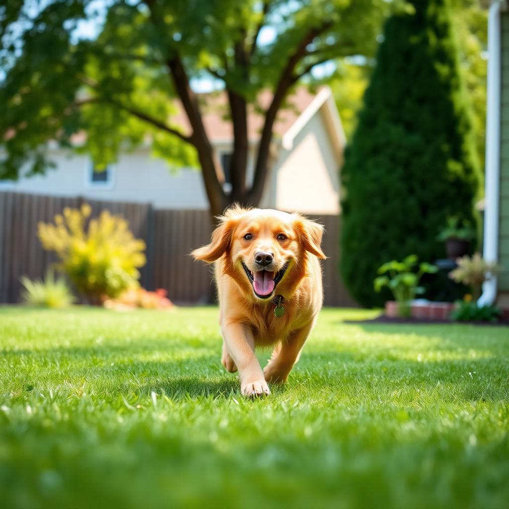 Happy golden retriever in a clean Sioux Falls yard